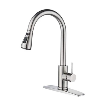 Grifo de cocina de un solo mango de acero inoxidable abatible